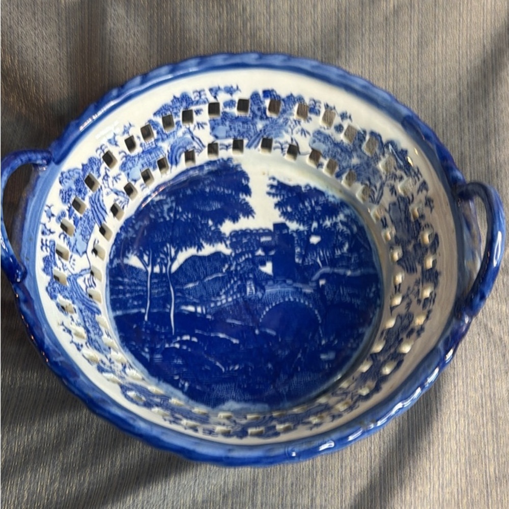 Victoria Ware Ironstone Blue and White Ceramic Transfer Serving Bowl